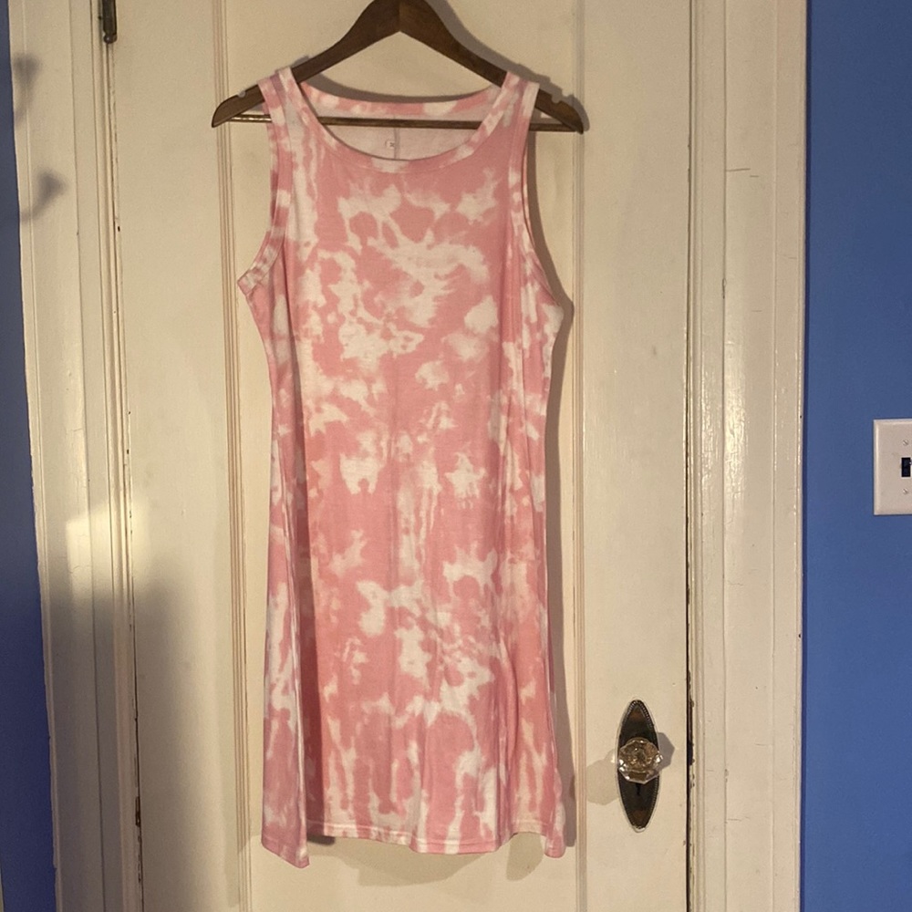 Pink & White Tie Dye Dress - Medium